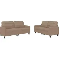 vidaXL 2-delige Loungeset met kussens kunstleer cappuccino