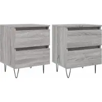 vidaXL Nachtkastjes 2 st 40x35x50 cm bewerkt hout grijs sonoma eiken