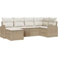 vidaXL Tuinbank Set 6 st Beige poly rattan