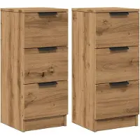 vidaXL - Dressoirs - 2 - st - 30x30x70 - cm - bewerkt - hout - artisanaal - eikenkleur