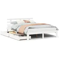 vidaXL Bedframe met lades massief grenenhout wit 120x200 cm