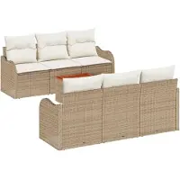 vidaXL Tuinbank Set 7 st Beige poly rattan
