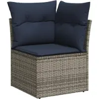 vidaXL 7-delige loungeset voor buiten, met kussens, grijs, kunststof riet