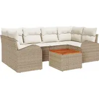 vidaXL Tuinbank Set 7 st Beige poly rattan