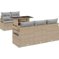 vidaXL Tuinbank Set 6 st 5-Aantal zitplaatsen Beige en Lichtgrijs