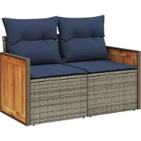 vidaXL 8-delige loungeset voor de tuin met kussens, grijs, kunststof vlechtwerk