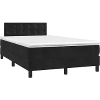DKD Home Decor Boxspring met matras fluweel zwart 120x190 cm