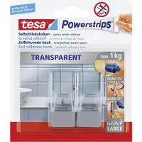 TESA POWERSTRIPS Zelfklevende haak Large Transparant, Chroom Inhoud: 2 stuk(s)