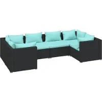 vidaXL 7-delige Loungeset met kussens poly rattan zwart