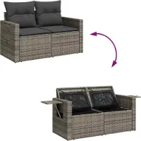 vidaXL Tuinbank Set met kussen 11 pcs Grijs poly rattan