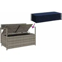 vidaXL Tuinbank met kussen, grijs polyrotan