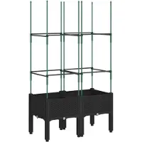 vidaXL Plantenbak met latwerk 80x40x142,5 cm polypropeen zwart