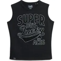 Superdry Retro Slim-fit Bodywarmer met Versiering Zwart Grootte: 40