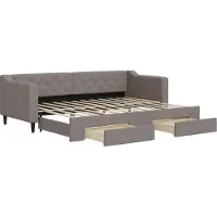 vidaXL Slaapbank met onderschuifbed en lades 80x200 cm stof taupe