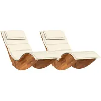 vidaXL Ligstoel 2 st Massief Acacia Hout Bruin