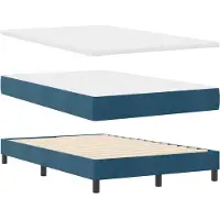 vidaXL LED Box Spring Bed met matras Donkerblauw 120 x 190 cm Fluweel