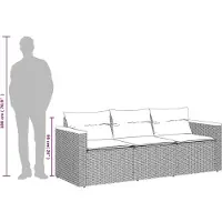 vidaXL Tuinbank 3-zits met kussens poly rattan zwart