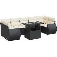 vidaXL 8-delige Loungeset met kussens poly rattan zwart