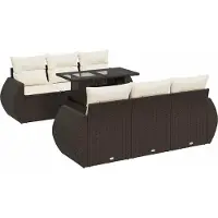 vidaXL 7-delige Loungeset met kussens poly rattan bruin