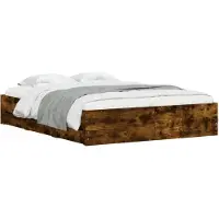 vidaXL Bedframe met lades bewerkt hout gerookt eikenkleurig 140x190 cm
