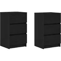 vidaXL Nachtkastjes met 3 lades 2 st 39x35x65 cm zwart