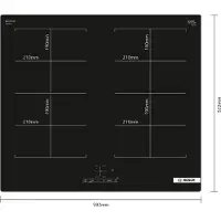 Bosch Serie 4 PVQ611BB6E inductiekookplaat, zwart, inbouw, 60 cm, 4 kookzones