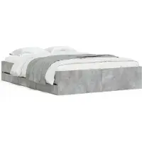 vidaXL Bedframe met lades bewerkt hout betongrijs 135x190 cm
