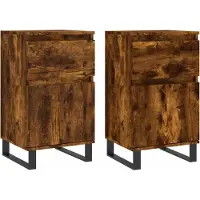 vidaXL Dressoirs 2 st 40x35x70 cm bewerkt hout gerookt eikenkleurig