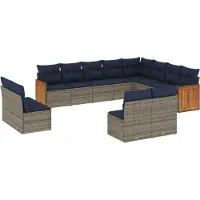 vidaXL 12-delige loungeset voor de tuin met kussens, grijs, kunststof vlechtwerk