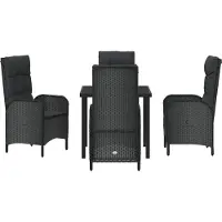 vidaXL Tuin Eettafel Set 5 st Zwart poly rattan