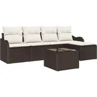 vidaXL Tuinbank Set met opslag 6 pcs Grijs poly rattan