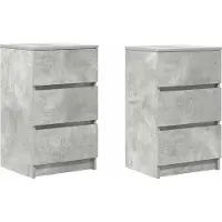 vidaXL Nachtkastjes met 3 lades 2 st 39x35x65 cm betongrijs