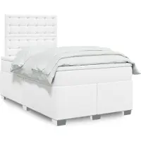 vidaXL Boxspring met matras kunstleer wit 120x190 cm