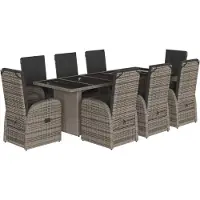 vidaXL 9-delige Tuinset met kussens poly rattan grijs