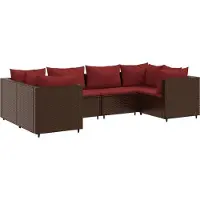 vidaXL 6-delige Loungeset met kussens poly rattan bruin