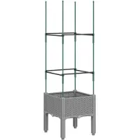 vidaXL Plantenbak met latwerk 40x40x142,5 cm polypropeen lichtgrijs