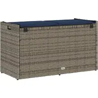vidaXL Buitenbank met opbergruimte en kussen, grijs, 100 cm