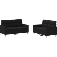 vidaXL 2-delige loungeset met kussens stof zwart