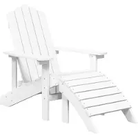 vidaXL Adirondack-tuinstoelen, 2 stuks met voetenbankjes, HDPE, wit