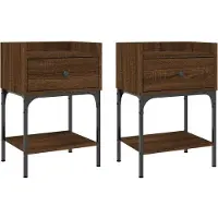 vidaXL Nachtkastjes 2 st 40,5x31x60 cm bewerkt hout bruin eikenkleur