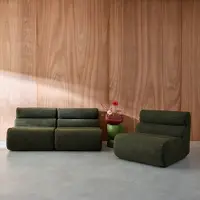 Sweeek Stoffen fauteuils getextureerde bouclé 1 zitplaats (set van 3) Kaki