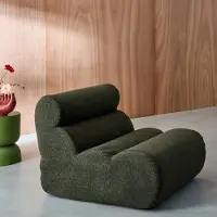 Sweeek Stoffen fauteuil getextureerde bouclé 1 zitplaats Kaki
