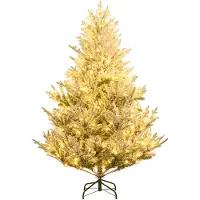Costway 180 cm kunstkerstboom met verlichting 13 modi en sneeuw - potloodvormige kunstboom PE & PVC - met 340 LEDs - kerstboom - 762 takken