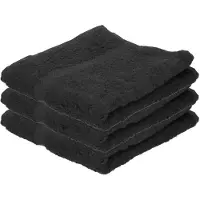 Jassz badkamer handdoeken - 3x - zwart - 50 x 100 cm - huishoud textiel - 420 gram - 100% katoen - badhanddoeken