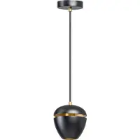 Expo ETH Claire Hanglamp E27 zwart+goud kap 15cm + 2 meter stof zwart kabel