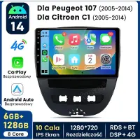 Hexinex HexinexMarket Octa-Core autoradio Geschikt voor Peugeot 107, Toyota Aygo, Citroën C1 (2005-2014) - Draadloos CarPlay, Android Auto, multimediaspeler, 6GB+128GB