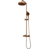 Brauer stripe opbouw thermostatische regendouche set 02 met 25 cm hoofddouche en 3-standen handdouche en doucheslang koper geborsteld pvd