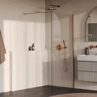 Brauer Oblivion Inloopdouche - 100x200cm - Geborsteld Koper PVD - Gehard Glas - Douche, Douchewanden, Inloopdouche, Vaste Wand - 8720724599100