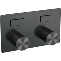 Brauer Stripe 2-weg inbouwthermostaat met drukknoppen met in- en afbouwdelen gunmetal geborsteld PVD