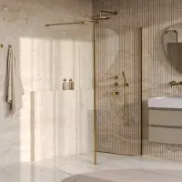 Brauer Oblivion inloopdouche helder glas 120x200 met zijwand 30 incl. glascoating PVD goud geborsteld
